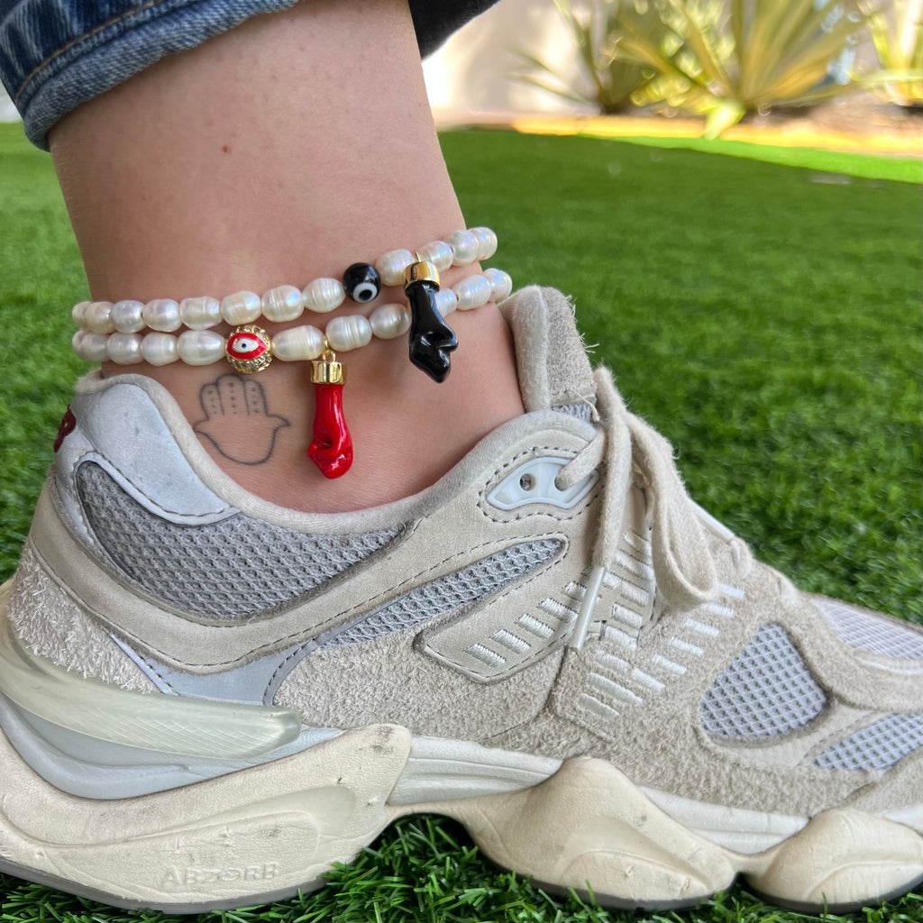 Anklet Pearls Puño Black