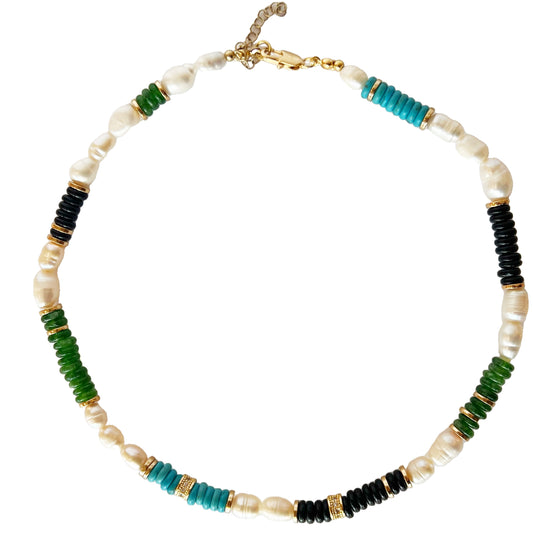 Three colors and Pearls necklaces